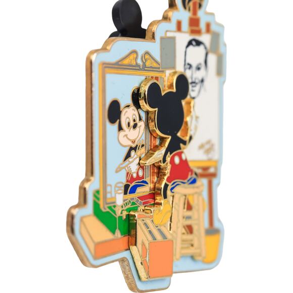 Walt Disney Mickey Mouse Norman Rockwell Triple Self Portrait 2001 3D Pin - Picture 3 of 8